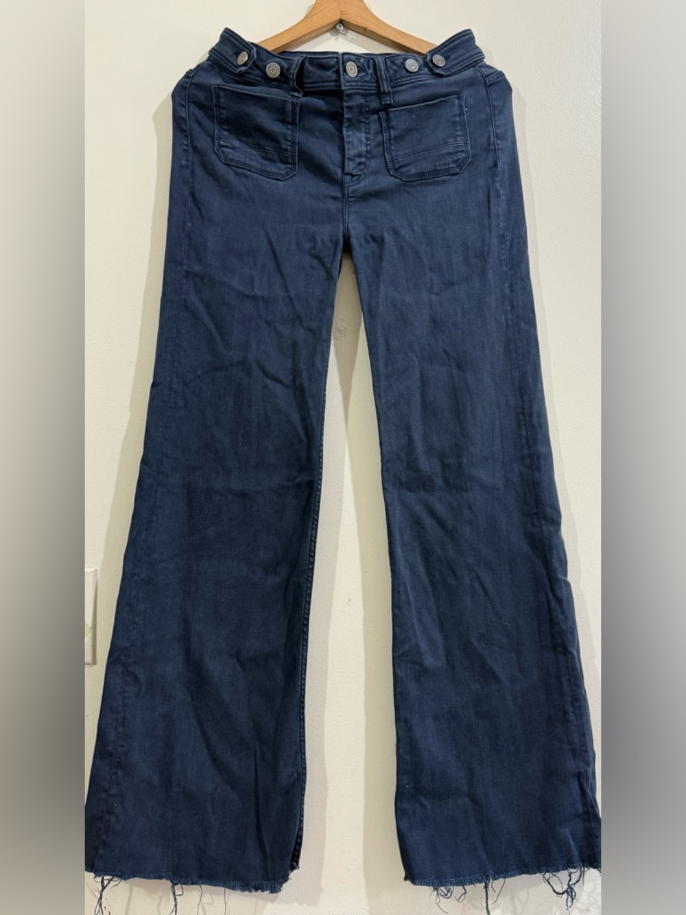 Burberry Navy Blue Wide Leg Jeans